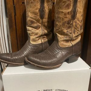 Black Jack hand crafted western cowboy boots. Lizard bottom Goat Upper.